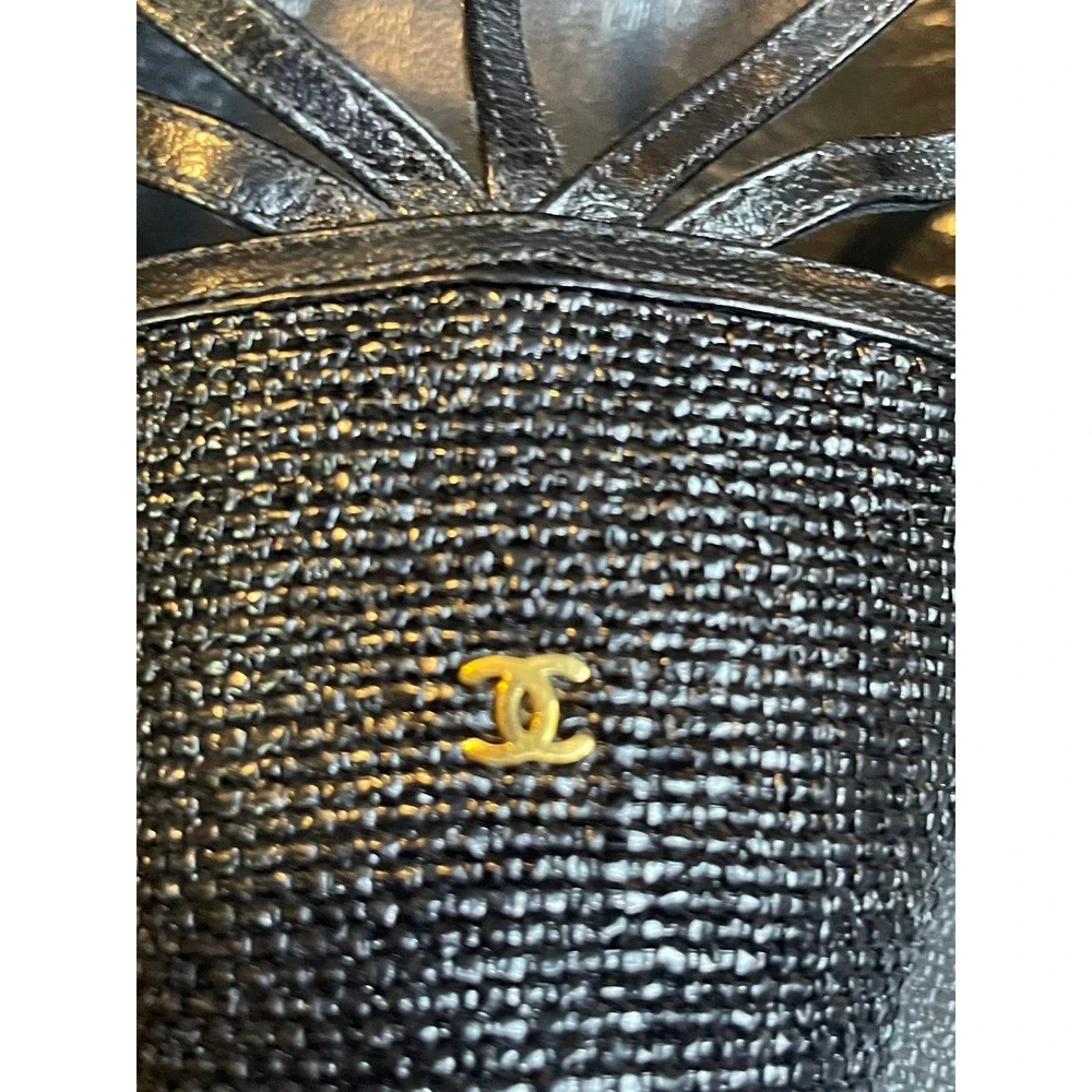 Chanel Womens EU 40 T Strap Pumps Black Woven CC Logo Pointed Toe Stiletto Heels
